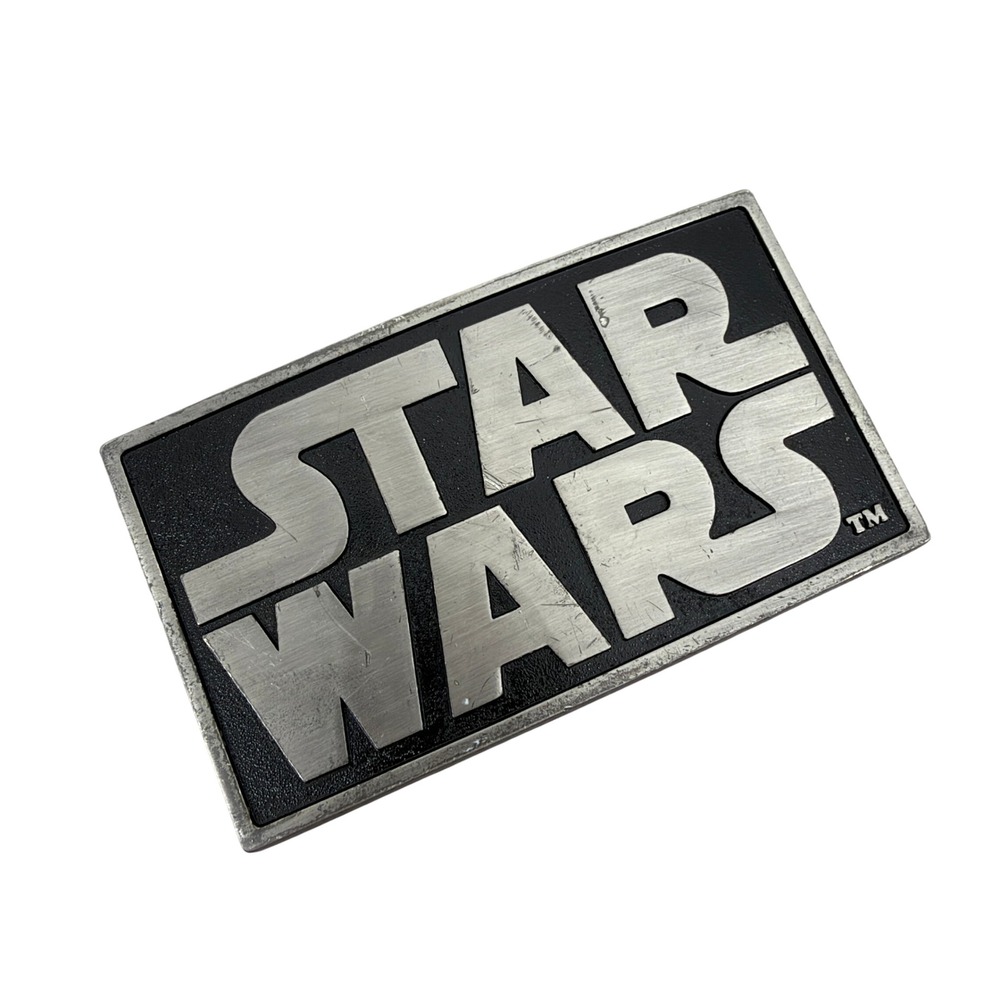 Star Wars Belt Buckle Unisex OS Silver Black Logo Rectangle Pure Zinc Vintage